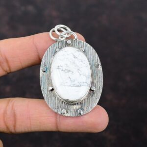 Handmade Howlite Pendant: 925 Sterling Silver Vintage Gemstone Jewelry
