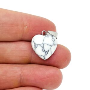 Howlite Heart Pendant - Crystals Pendant Healing - Mini Crystal Pendant - Gifts - Hnc1017