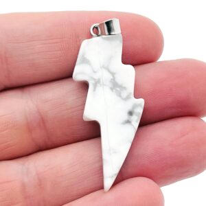 Howlite Lightning Pendant - Lightning Crystal - Lightning Stone - Crystal Carving - Nc1152