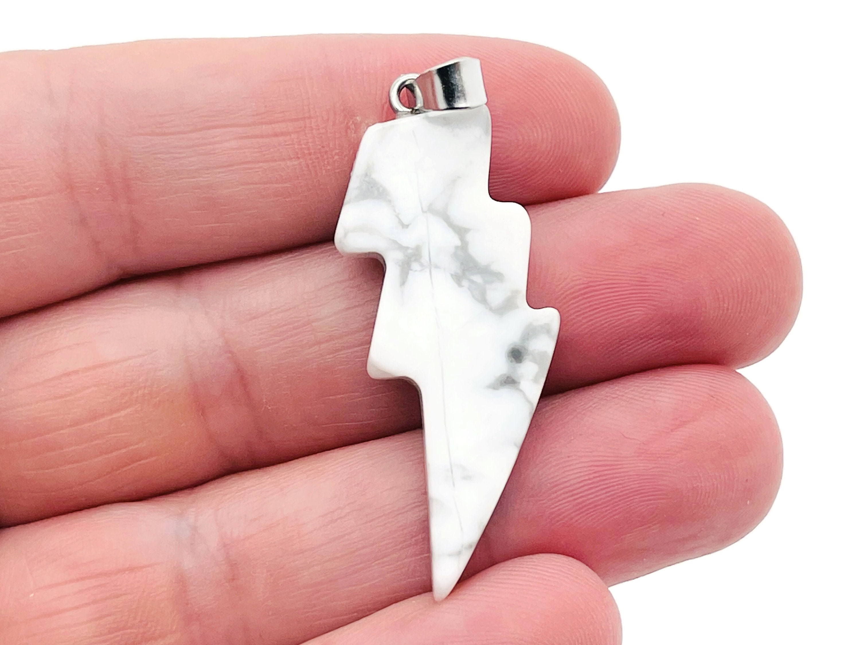 Howlite Lightning Pendant - Lightning Crystal - Lightning Stone - Crystal Carving - Nc1152 Howlite Lightning Pendant - Lightning Crystal - Lightning Stone - Crystal Carving - Nc1152