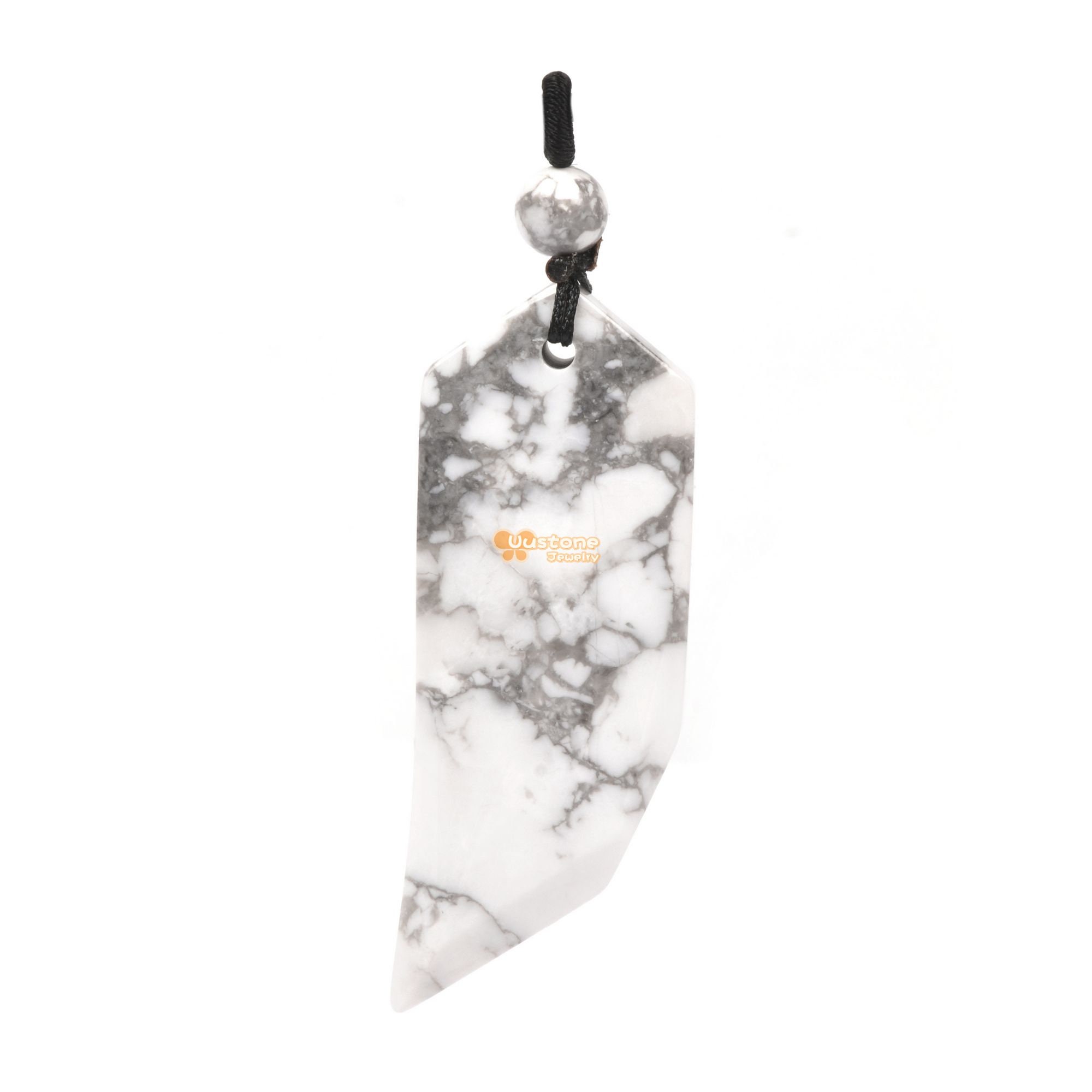 Natural White Howlite Gemstone Faceted Wolf Tooth Spike Pendant Amulet Bead 2 Inch