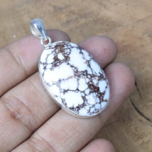 Howlite Sterling Silver Pendant: Oval Gemstone Jewelry