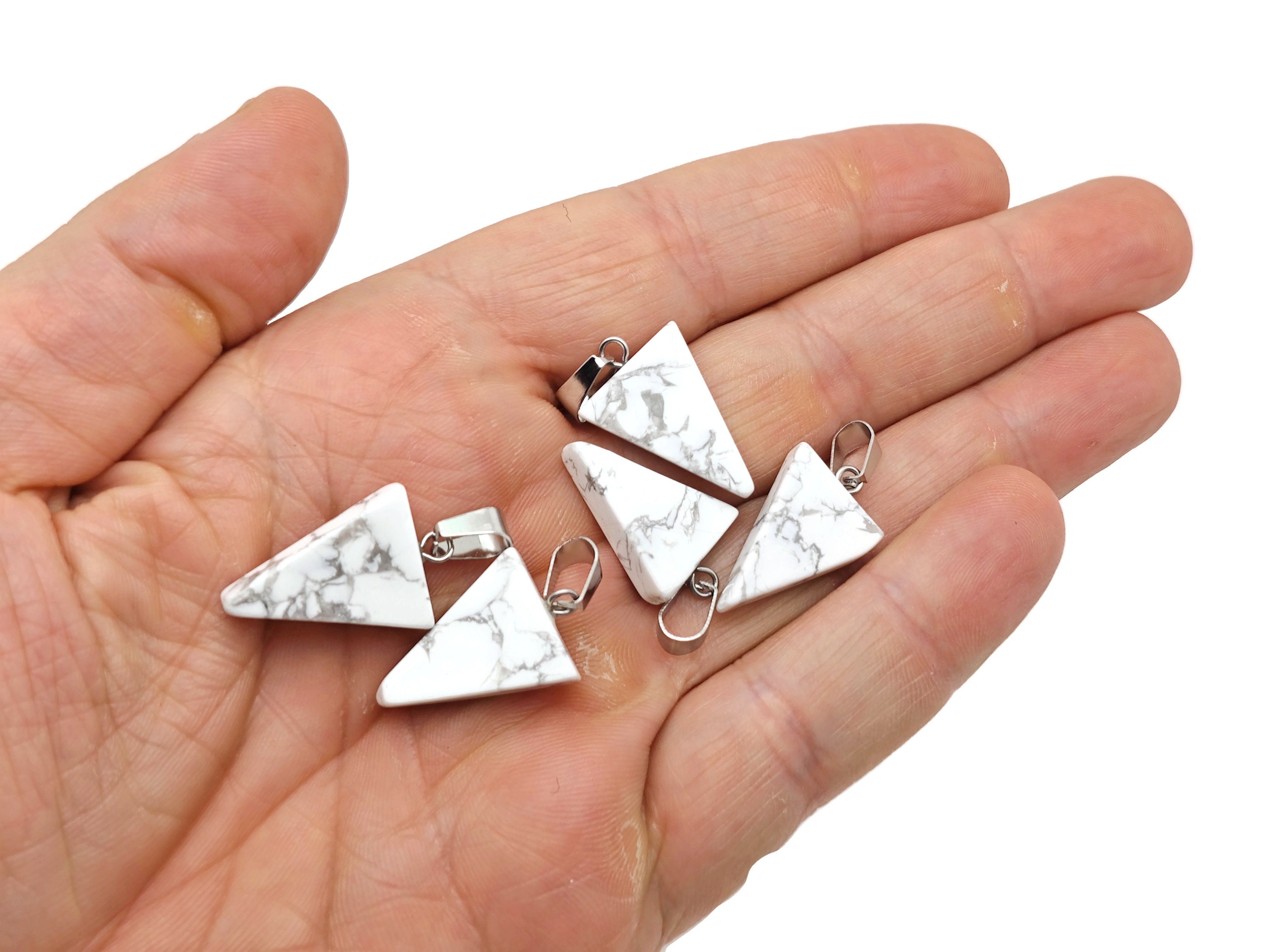 Howlite Triangle Shape Pendants - Gemstone Triangle Necklace - Pendant Jewelry Making - Bulk Wholesale - Nc1624