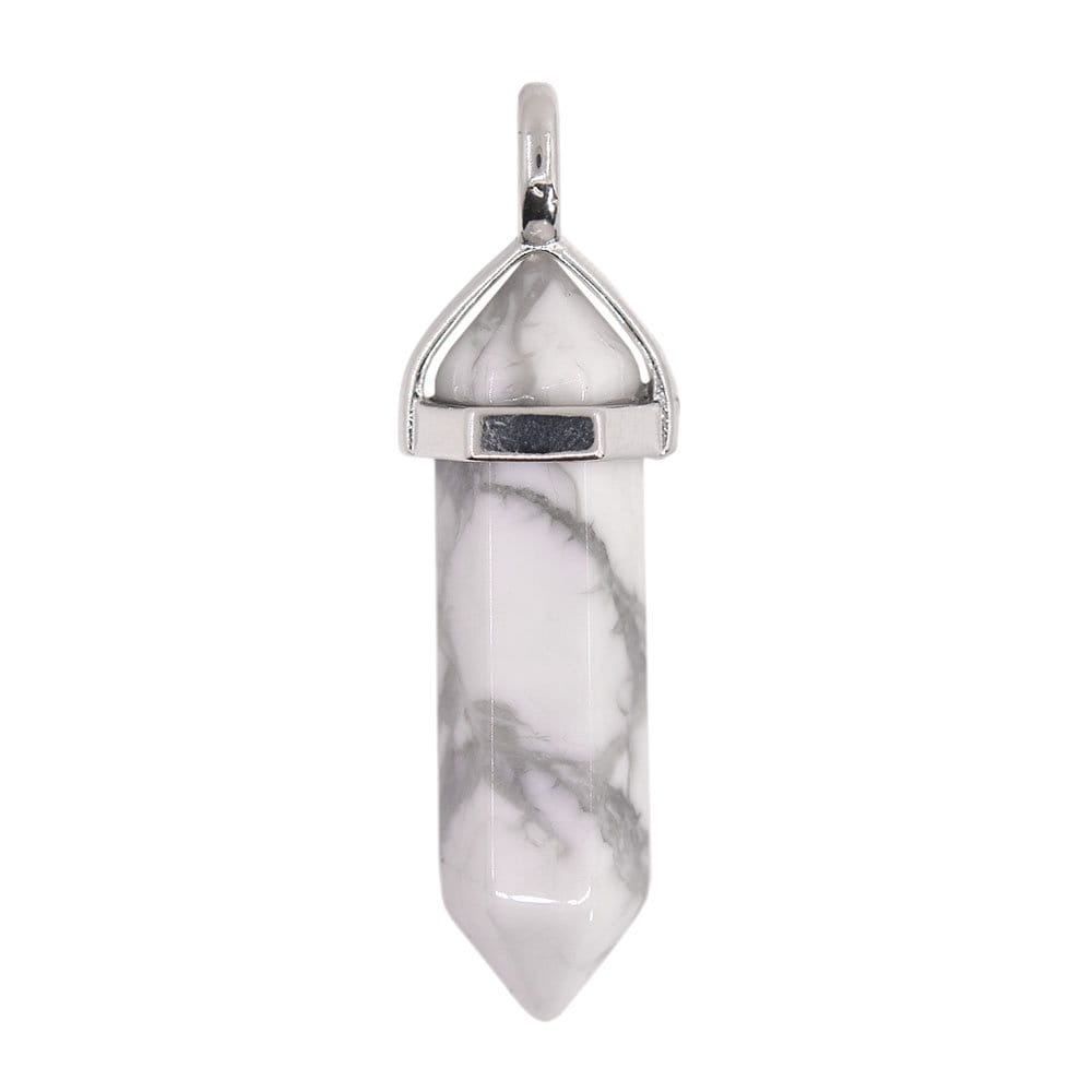 White Howlite Crystal Healing Hexagonal Point Pendant Focal Bead