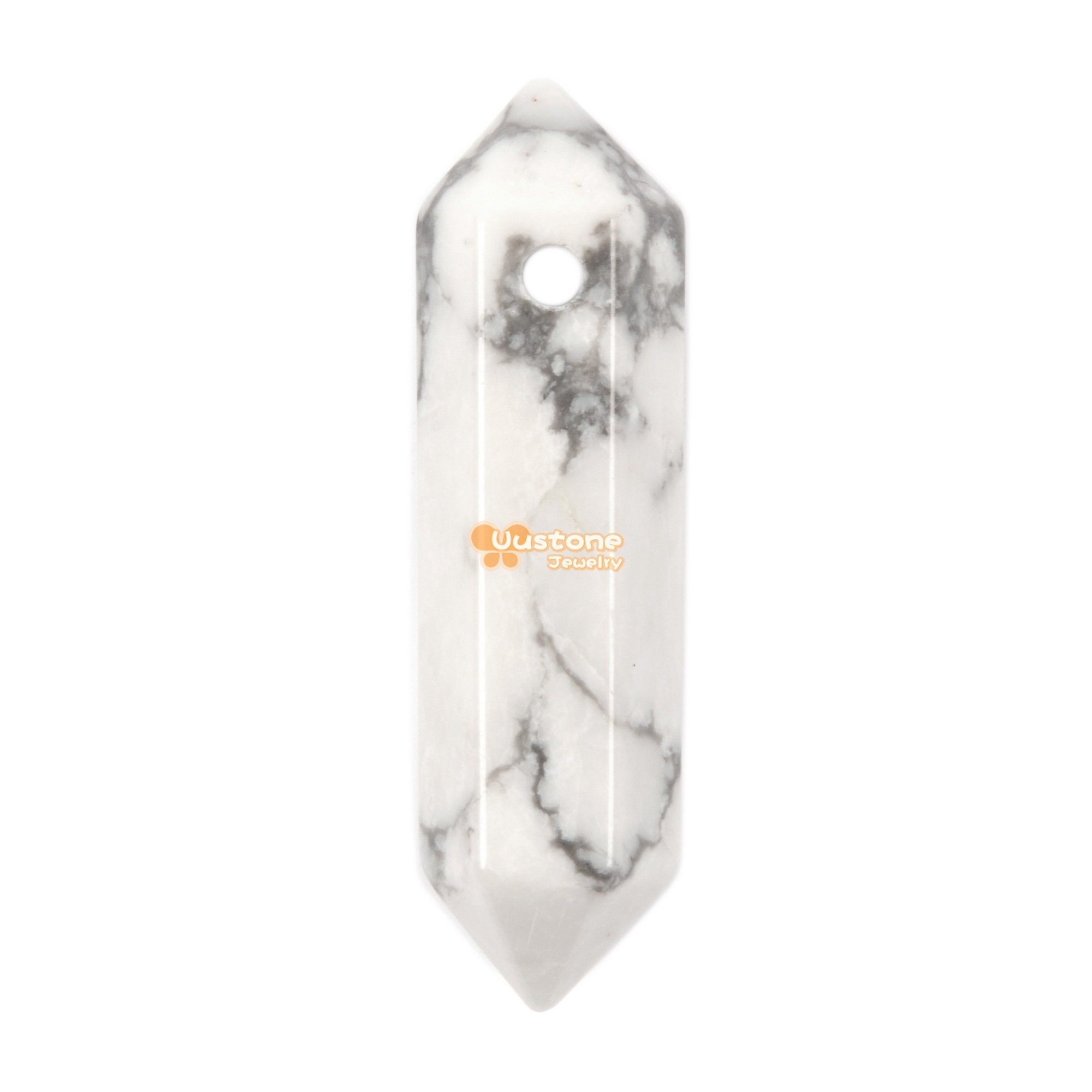 White Howlite Crystal Healing Hexagonal Point Pendant Focal Bead