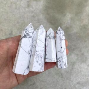 1 Pc Natural Howlite Obelisk Tower Point wand healing crystal