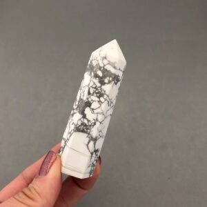 Howlite Crystal Point (2 3/4"+) For Crystal Grids, Crystal Ritual, Crystal Magic, Crown Chakra, Astral Travel Dream Recall, Metaphysical