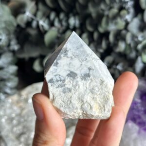One White howlite point, half polished crystal point One White howlite point, half polished crystal point