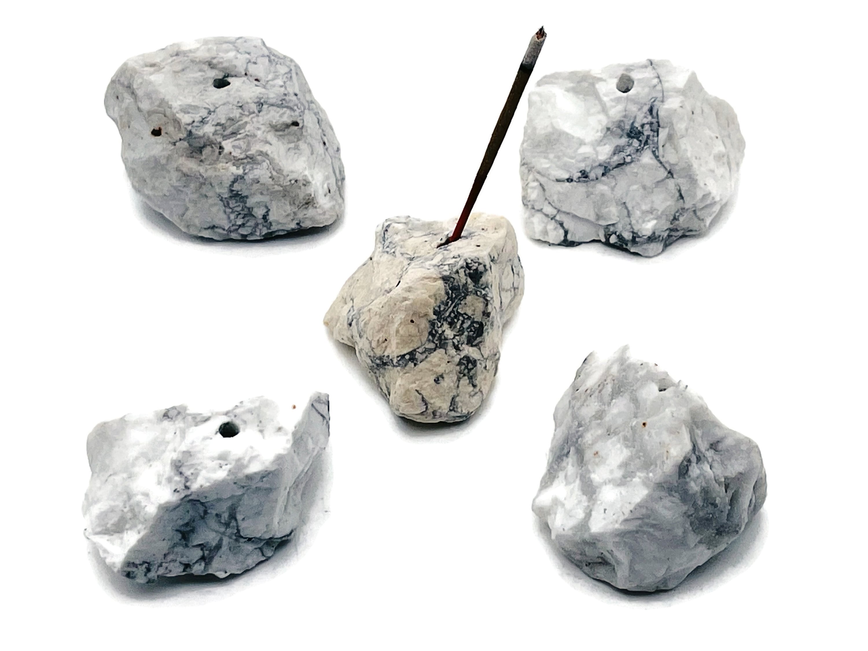 Howlite Crystal Incense Holder -rough Crystal Stone Incense Stick Holder -raw Stone Incense Holder - Healing Stone - Rs1022