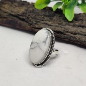 925 Sterling Silver Howlite Ring: Dainty Designer Ring, Genuine Jewelry 925 Sterling Silver Howlite Ring: Dainty Designer Ring, Genuine Jewelry