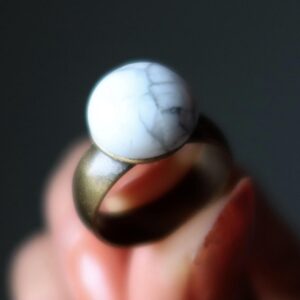 Howlite Ring Destiny On My Finger Round Antiqued Brass Size 7.25 Howlite Ring Destiny On My Finger Round Antiqued Brass Size 7.25