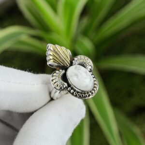 Handmade Howlite Ring: 925 Sterling Silver, 18K Gold Plated, Adjustable Handmade Howlite Ring: 925 Sterling Silver, 18K Gold Plated, Adjustable