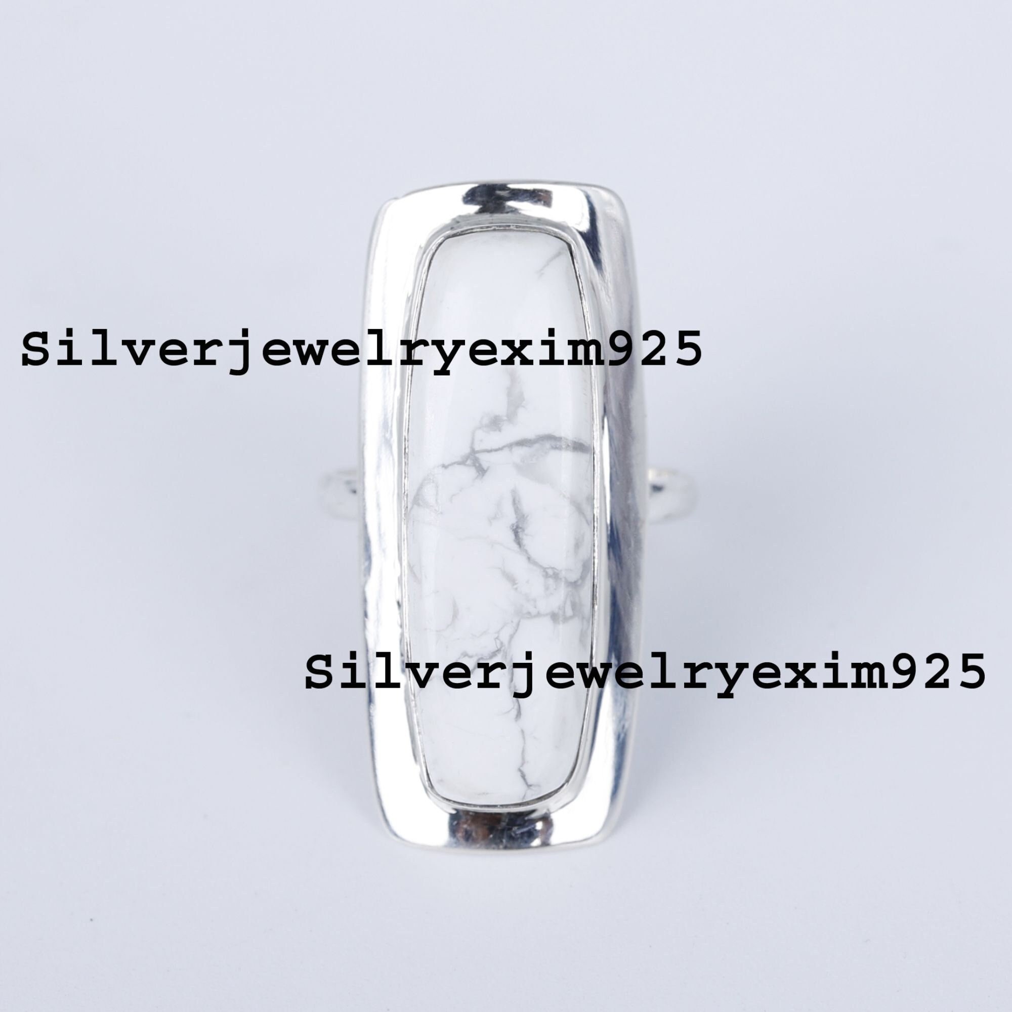 Handmade White Howlite Ring: Sterling Silver Bohemian Jewelry