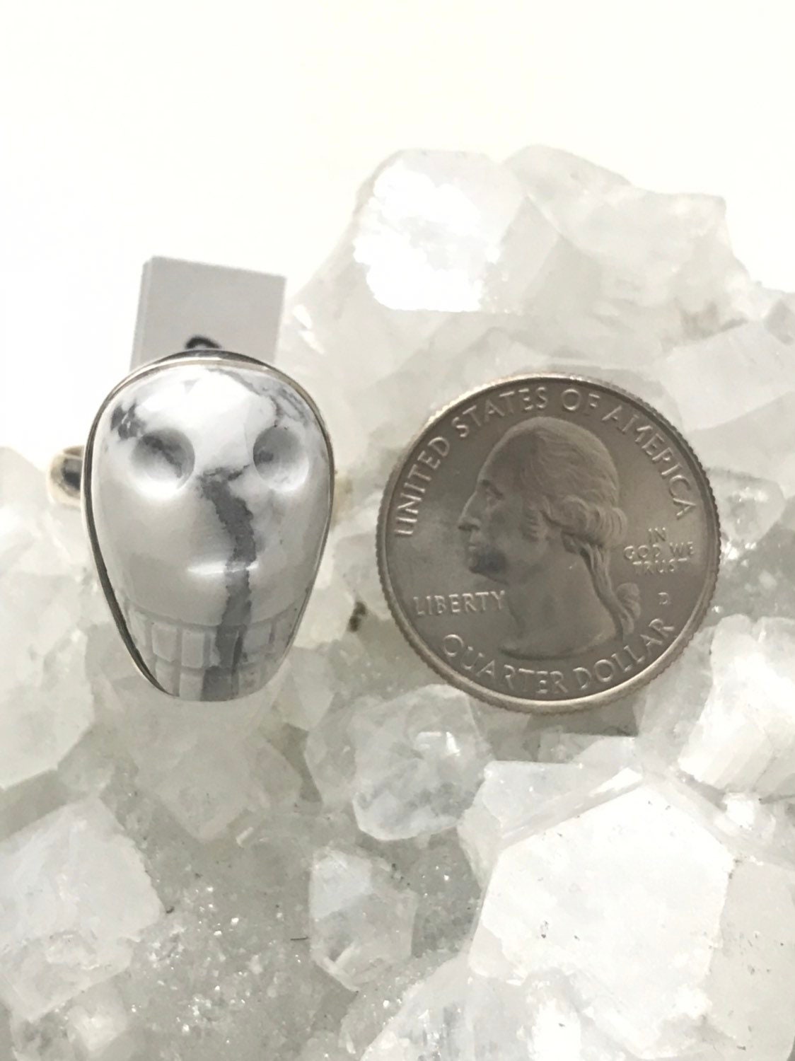 Howlite Skull Ring, Size 9