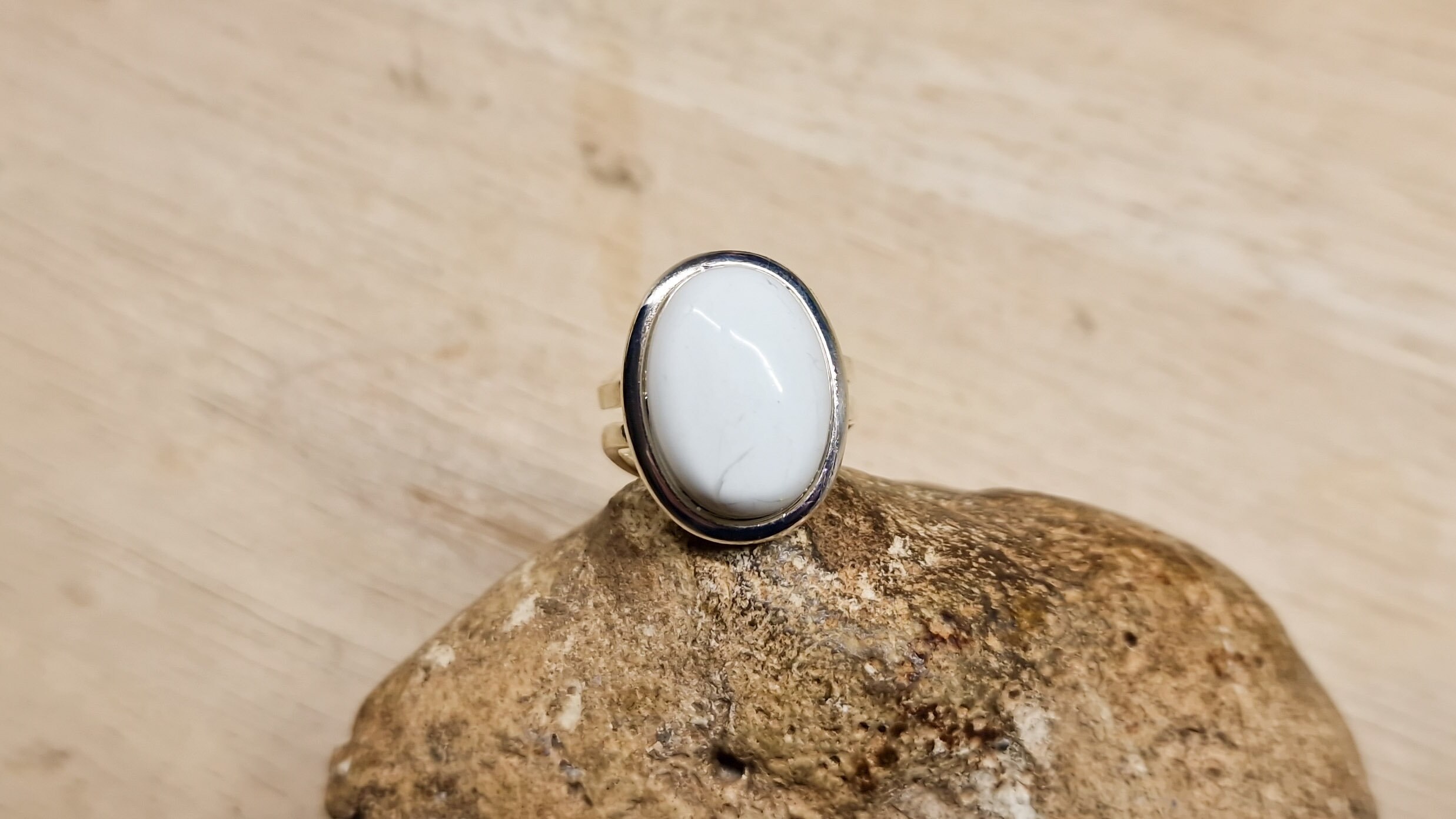 White Howlite Ring. Copper Silver Plated. Reiki Jewelry Uk. Gemini Jewelry. Adjustable Ring. Statement Ring. Semi Precious Stone
