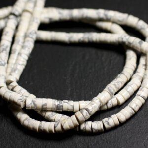 20pc - Perles Pierre - Howlite Rondelles Heishi 4x2mm - 4558550015969