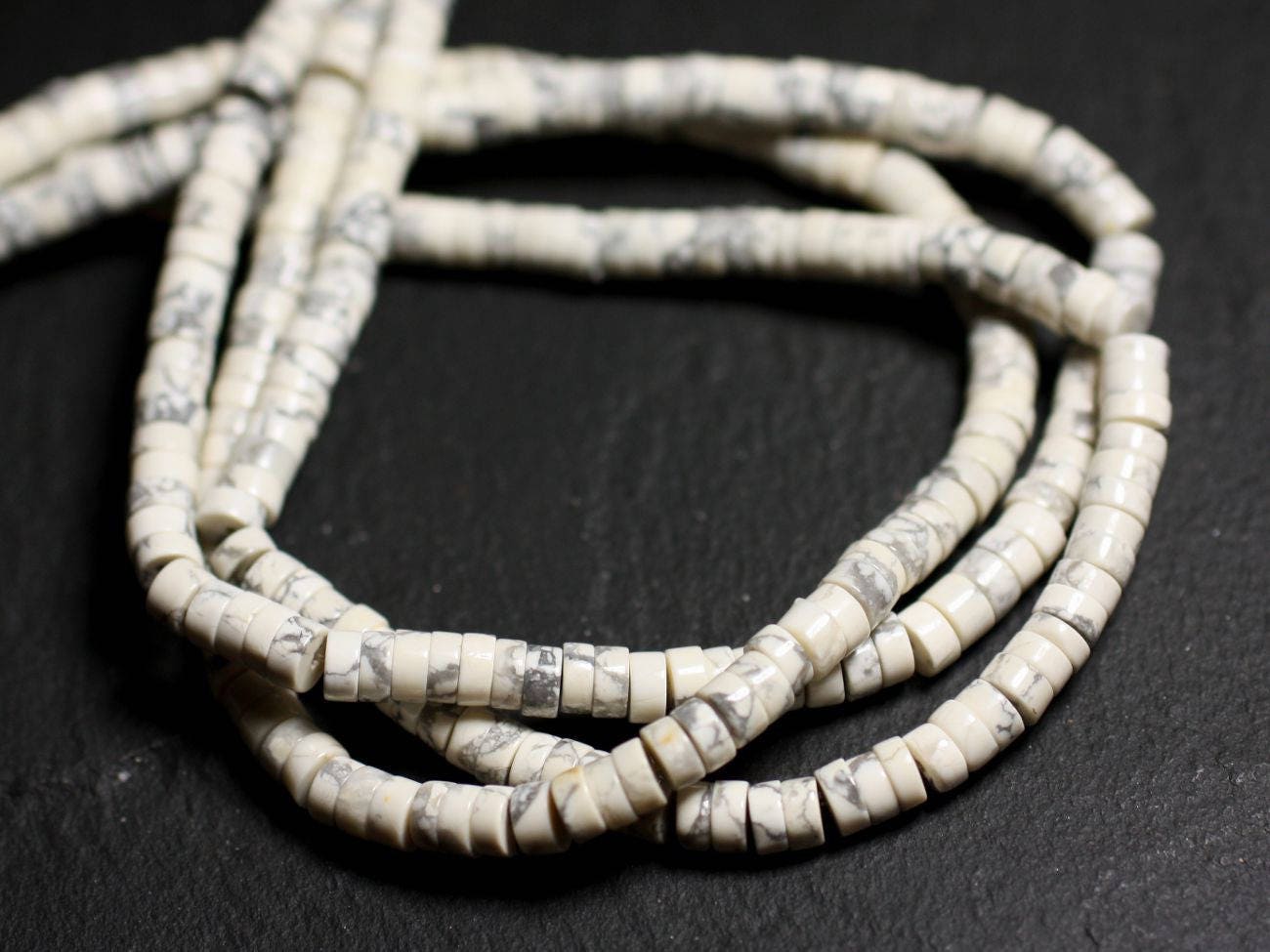20pc - Perles Pierre - Howlite Rondelles Heishi 4x2mm - 4558550015969