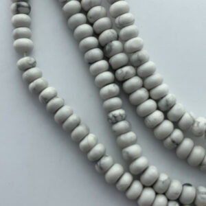6mm Rondelle Howlite Gemstone Beads. 15” Strand Of High Quality Rondelle Beads, Approx. 98 Beads.