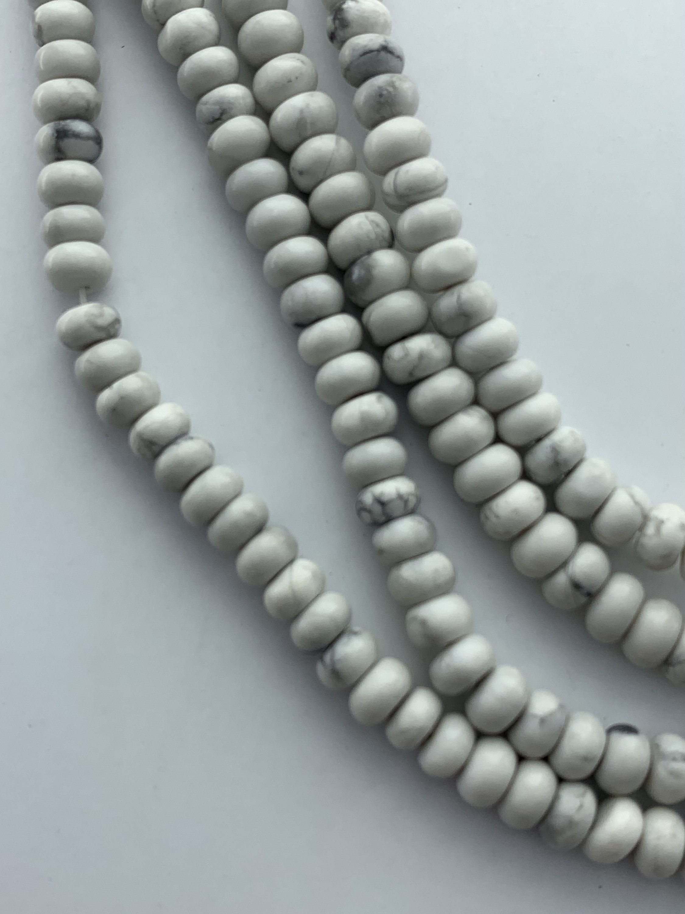 6mm Rondelle Howlite Gemstone Beads. 15” Strand Of High Quality Rondelle Beads, Approx. 98 Beads. 6mm Rondelle Howlite Gemstone Beads. 15” Strand Of High Quality Rondelle Beads, Approx. 98 Beads.
