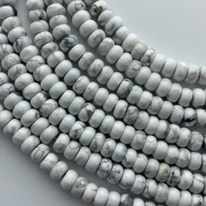 8mm Rondelle Howlite Gemstone Beads. 15” Strand Of High Quality Rondelle Beads, Approx. 77 Beads.