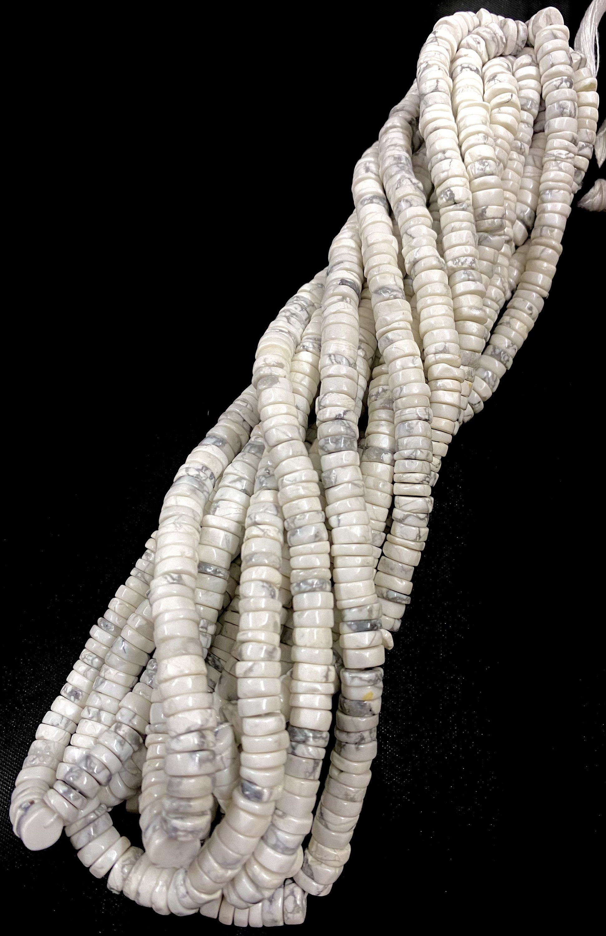 Aaa White Howlite Gemstone Beads Howlite Smooth Flat Rondelle Beads White Howlite 7mm To 8mm Smooth Tyre Beads Howlite Smooth Rondelle Beads