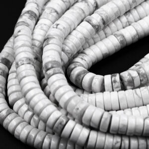 Natural Howlite Heishi Beads 4mm 6mm 8mm Smooth Plain Rondelle Disc 15.5" Strand