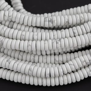 Natural Howlite-   High Quality in Smooth Saucer Roundel, 2x6mm Flat Rondel 7.5 Inches Thin Roundel