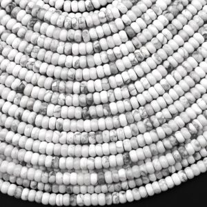 Natural White Howlite 4mm Smooth Rondelle Beads Gemstone 15.5" Strand