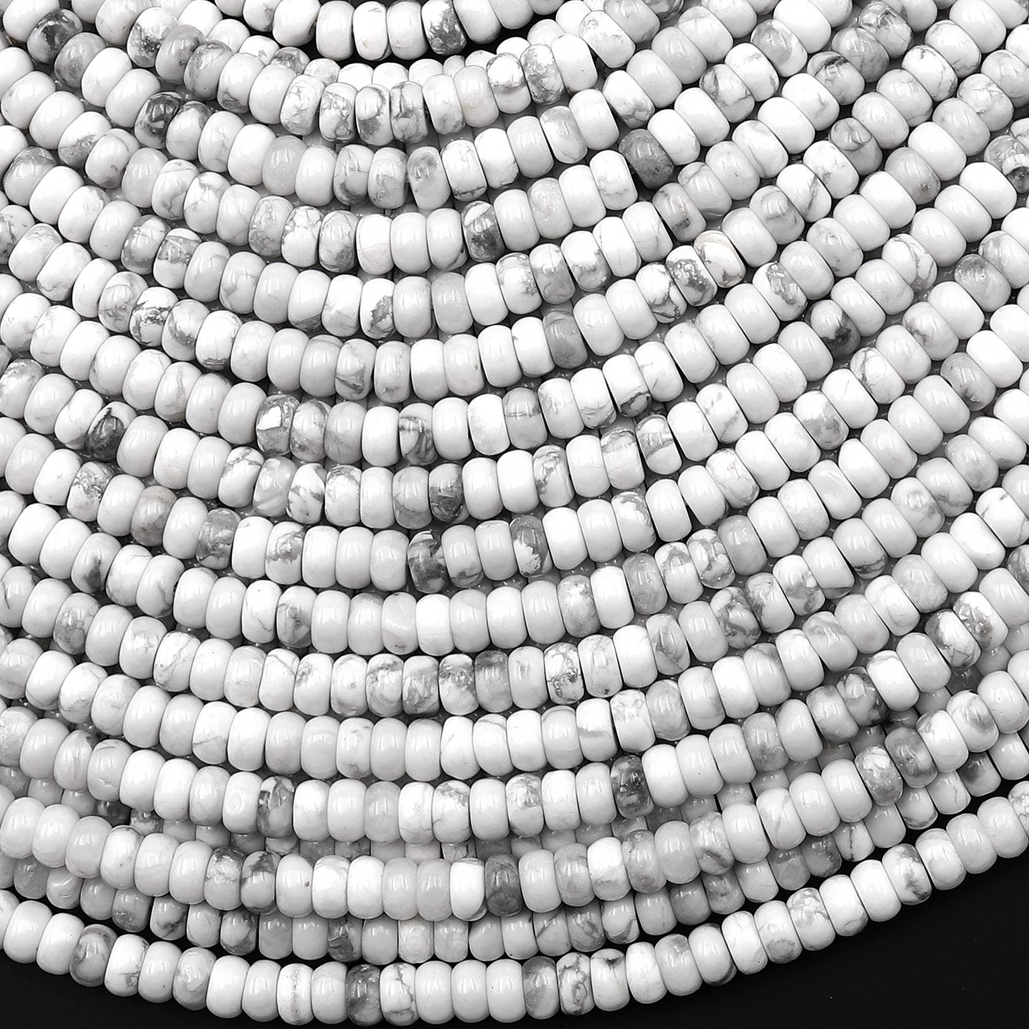 Natural White Howlite 4mm Smooth Rondelle Beads Gemstone 15.5" Strand