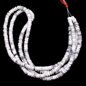 Natural White Howlite Gemstone 5mm Smooth Heishi Beads | Aaa+ Howlite Semi Precious Gemstone Wheel Rondelle Spacer Beads | 16inch Strand