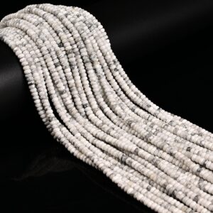 Natural White Howlite Smooth Rondelle Beads Size 2x4mm 15'' Strand