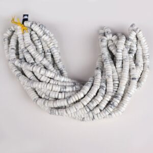 Natural Howlite White Smooth Tyre Rondelles Beads, 6mm Howlite Round Heishi Gemstone Beads, Howlite Jewelry, 16 Inch Strand, Gds2135