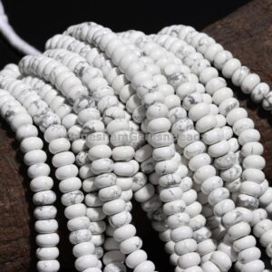 Howlite Smooth Rondelle Beads, Howlite Rondelle Beads, White Howlite Beads Jewelry Making Beads, Gemstone Beads For Jewelry Wholesale Beads