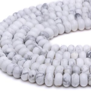 White Howlite Smooth Rondelle Beads 5x8mm 6x10mm Approx 15.5" Strand