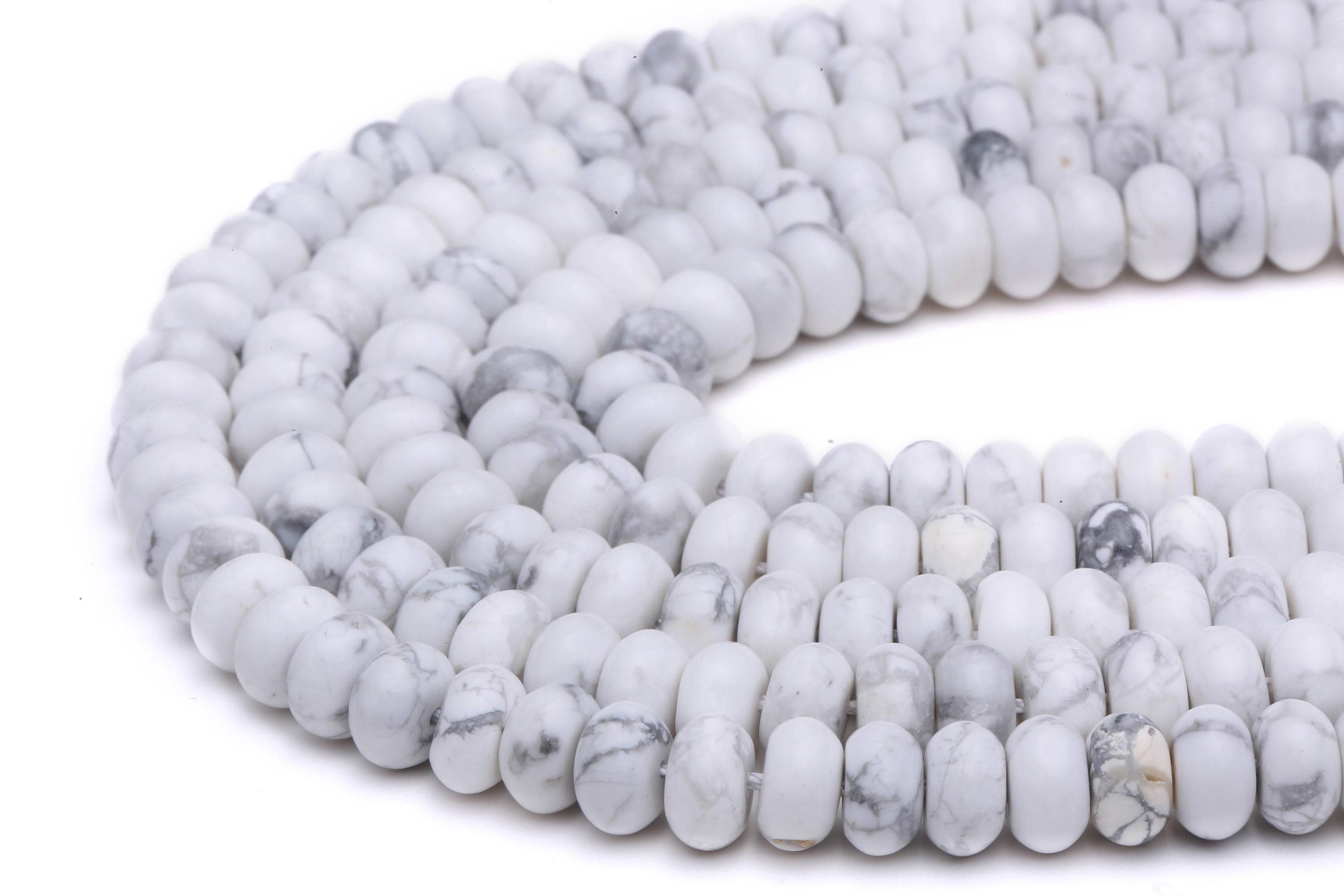 White Howlite Smooth Rondelle Beads 5x8mm 6x10mm Approx 15.5" Strand White Howlite Smooth Rondelle Beads 5x8mm 6x10mm Approx 15.5" Strand
