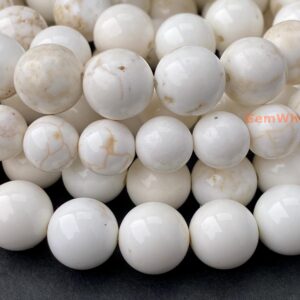 15.5" 4mm/6/8/10/12mm Natural Cream White Howlite Round Beads, Semi-precious Stone, Ivory Beige Beads For Jewelry Making