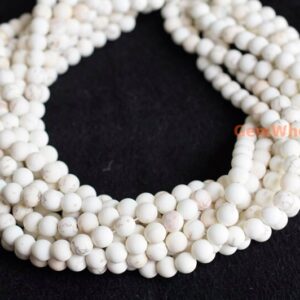 15.5" 4mm/6/8/10/12mm Natural Matte/frosted Cream White Howlite Round Beads, Semi-precious Stone, Ivory White Jewelry Beads Sgxo