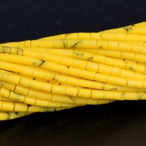 1x1MM Banana Yellow Howlite Beads Full Strand Round Tube Loose Beads 15" Bulk Lot Options (109874-3101)