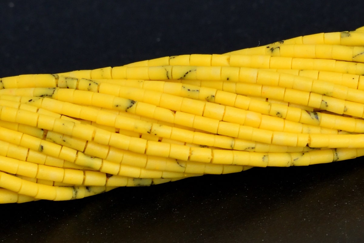 1x1mm Banana Yellow Howlite Beads Full Strand Round Tube Loose Beads 15" Bulk Lot Options (109874-3101)