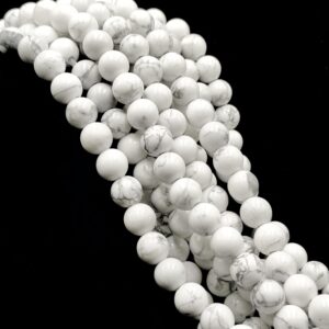 2.0mm Hole Howlite Smooth Round Beads 6mm 8mm 10mm 15.5" Strand