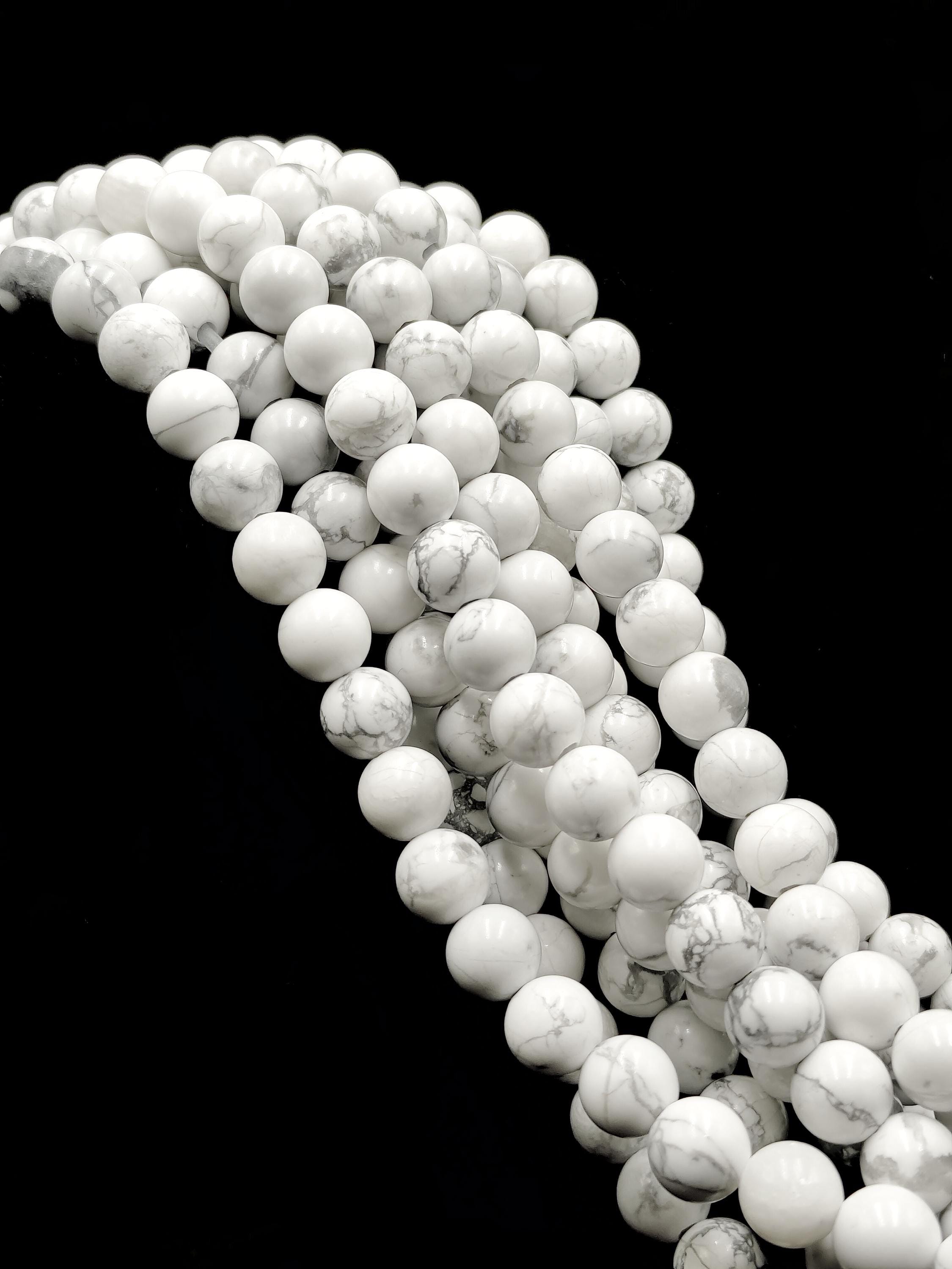 2.0mm Hole Howlite Smooth Round Beads 6mm 8mm 10mm 15.5" Strand 2.0mm Hole Howlite Smooth Round Beads 6mm 8mm 10mm 15.5" Strand