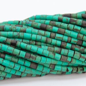 2x2MM Brown Green Howlite Beads Full Strand Round Tube Loose Beads 11.5" Bulk Lot Options (109898-3102)