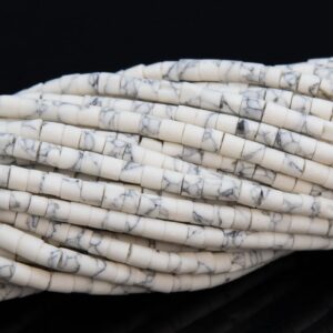 2x2MM Ivory Howlite Beads Full Strand Round Tube Loose Beads 12" Bulk Lot Options (109882-3101)