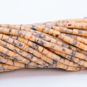 2x2MM Light Orange Howlite Beads Full Strand Round Tube Loose Beads 12" Bulk Lot Options (109888-3102)