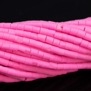 2x2MM Neon Pink Howlite Beads Full Strand Round Tube Loose Beads 12.5" Bulk Lot Options (109896-3102)