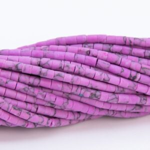 2x2MM Violet Howlite Beads Full Strand Round Tube Loose Beads 12.5" Bulk Lot Options (109891-3102)