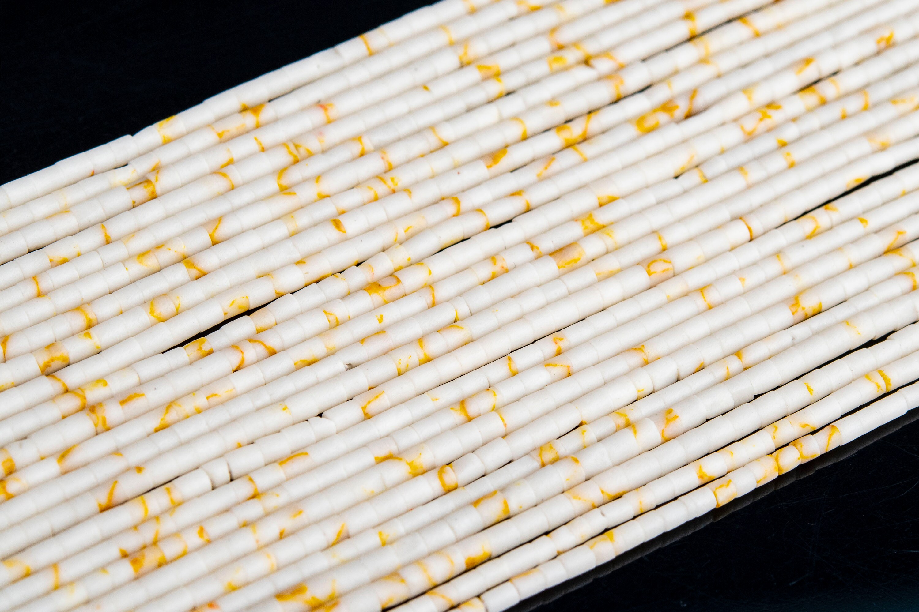 2x2mm White Howlite Beads Full Strand Round Tube Loose Beads 12.5" Bulk Lot Options (109887-3102)