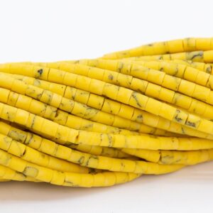 2x2MM Yellow Howlite Beads Full Strand Round Tube Loose Beads 12" Bulk Lot Options (109890-3102)