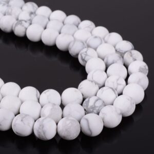 8mm117 Frosted White Howlite Round Ball Loose Gemstone Beads 16"