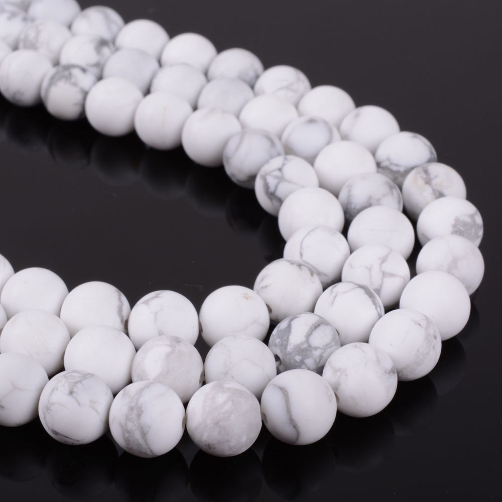 8mm117 Frosted White Howlite Round Ball Loose Gemstone Beads 16"